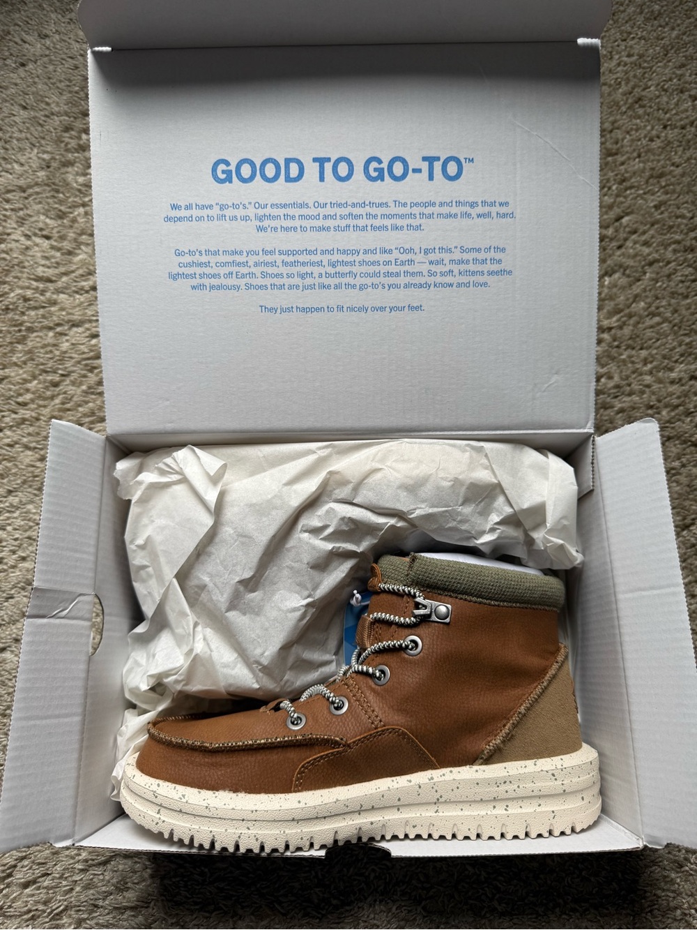 Hey Dude Kids Bradley Boot in Brown with Cream Sole - Picture 3 of 5